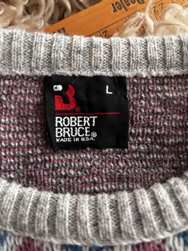 Robert Bruce Vintage Wool Blend Sweater Elk Deer Antlers Mens Size Large - Picture 10 of 12