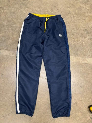 Sergio Tacchini Track Pants Men's M Blue Poly Mesh Lined 2 Pocket Pull On