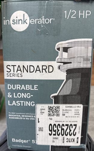 InSinkErator Badger 5XL-2 Garbage Disposal, 1/2 HP, Made In USA, Standard Series