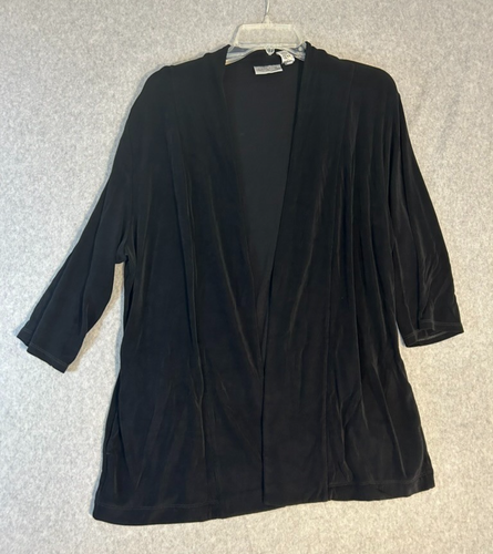 CHICO'S TRAVELERS Women's Slinky Travel Knit Open Jacket Black Size 3 US Size 16