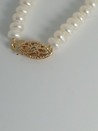 Vintage 14K Gold filigraner Verschluss DIL einzelner Strang Perlenkette 16" - Bild 8 von 12