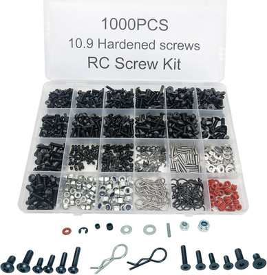 1000Pcs Universal RC Screw Kit Screws Assortment Set, Hardware Fasteners for Tra