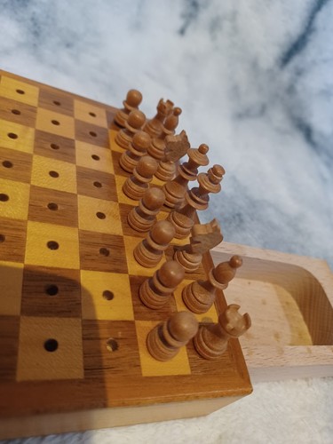 Altes Vintage HANDGEFERTIGTES OSTDEUTSCHES HOLZSCHACHSPIEL klein Expertic - Bild 5 von 7