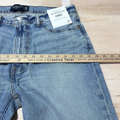 Abercrombie & Fitch Men Lightweight Jeans Loose Fit 33x34 Blue Denim New! - Picture 13 of 13