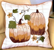 18x18 Fall Autumn Gradient Pumpkins on the Vine Embroidered Pillow Cover New
