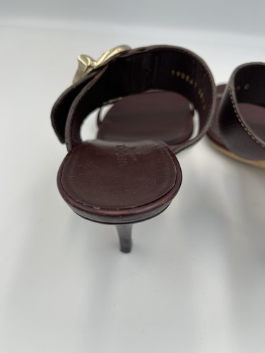 GUCCI Juanita Oxblood Burgundy Leather Sandals Gold Buckle Heels IT 38,5 US 8,5 - Bild 8 von 17
