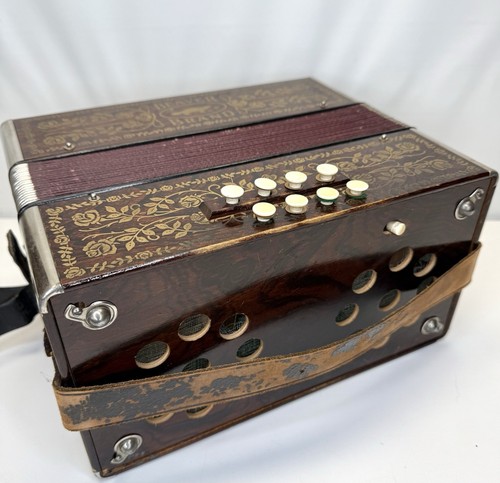 Antique BEAVER BRAND Steel Reeds Accordion . 21 Button, Key C/F. Made In Germany - Picture 15 of 24
