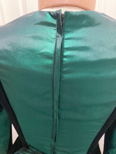 Vtg Dress GUNNE Sax Jessica McClintock Emerald Green Satin Ruffle Dress Size 5 - Picture 6 of 14