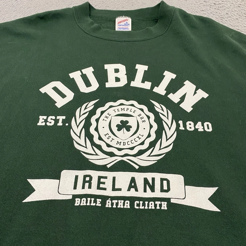 Sudadera De Colección Dublín Irlanda Para Mujer 3X Jerzees Verdes Hecha en EE. UU. Años 90 Foto 2 de 4