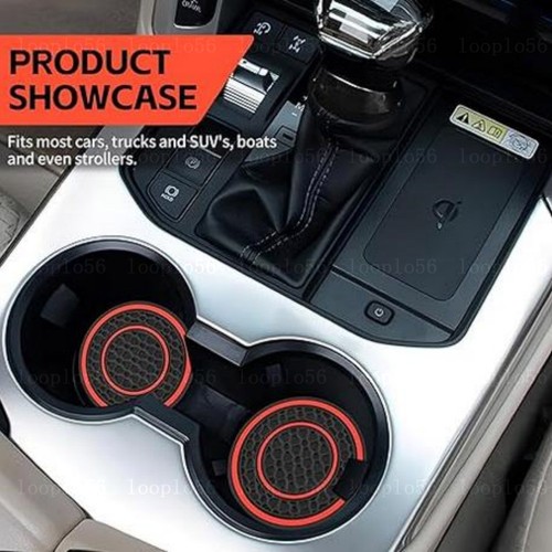 2x Car Cup Holder Anti-Slip Insert Coasters Pads Mats Accessories Universal red - Picture 5 of 11