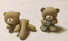 Baby Shower Bear Cake Toppers Blue Heart 2” Reclining Bear 3”