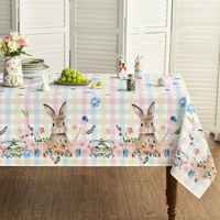 BüFfelkaro Hase Blumen BläTter Ostern Tischdecke 140X110 Cm, Saisonnal FrüHling