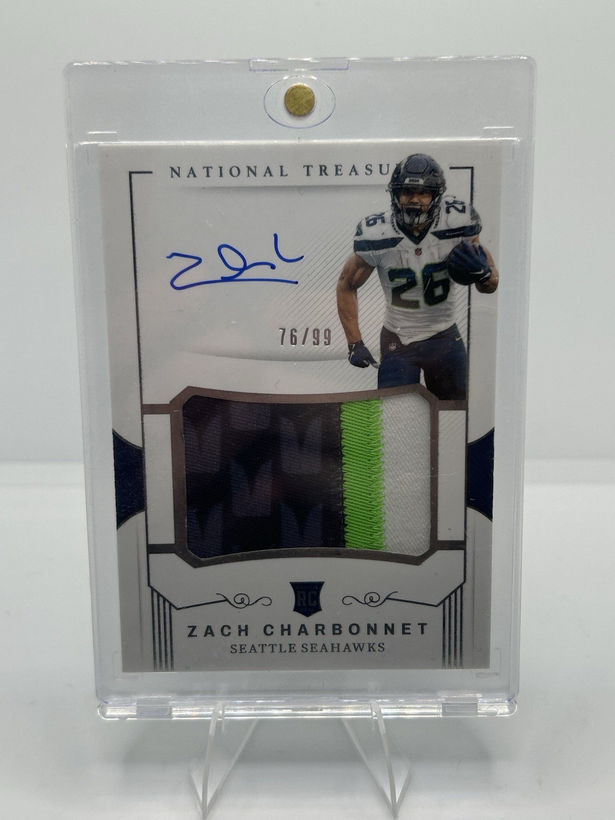 2023 National Treasures Crossover Rookie 76/99 Zach Charbonnet RPA Patch Auto RC