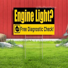 Engine Light Free Diagnostic Indoor Outdoor Yard Sign with metal stakes