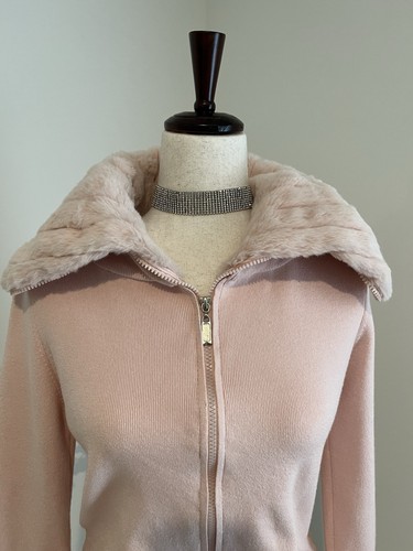 VTG Cabo Y2K Baby Pink Rabbit Fur Collar And Cuff 2 Zip Soft Barbie - Bild 6 von 17