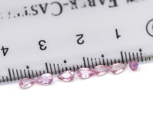 Certified 1.31 Ct Natural Pink Sapphire Loose Round & Pear 5x4 mm 7 PCS Gemstone - Picture 10 of 12