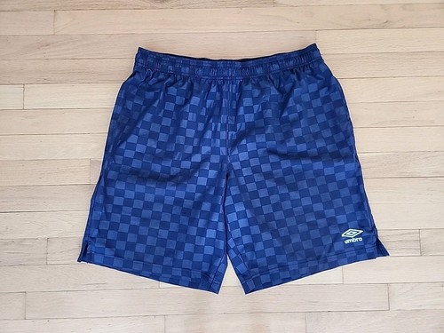 Umbro Shorts Mens Large Blue Soccer Athletic Checkered 90s Style