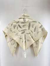 Hermes Carr  90 PLUMES Ivory Silk Scarf W/Tags No Box Used.