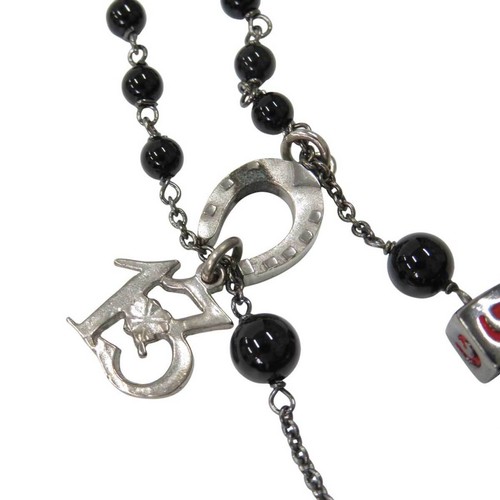 Dolce&Gabbana D&G Halskette Kreuz Rosenkranz Krone Kleeblatt Logo Halskette Anhänger - Bild 7 von 9