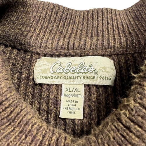 Cabelas Henley Sweater Men's XL Wind Stopper 100% Cotton Pullover Heavy Knit - Picture 2 of 7