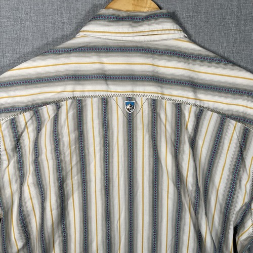 Kuhl Shirt Mens L Blue White Aztec Lightweight Suncel Hiking Southwestern - Picture 10 of 10