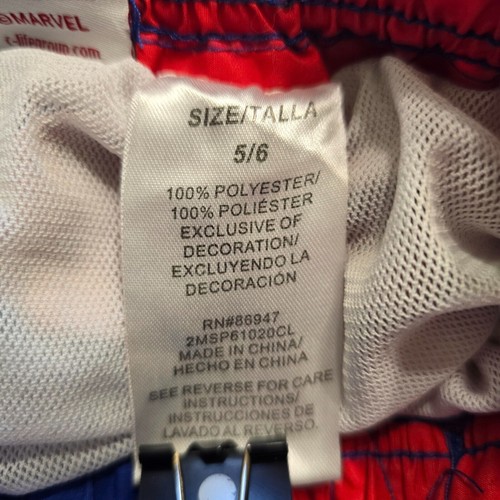 Marvel Spiderman Swim Trunks Board Shorts Swimwear Boys Size 5/6 Lined - Picture 7 of 8