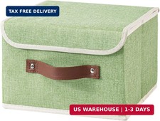 Collapsible Storage Boxes Baskets with Lid Cotton Linen Fabric Storage Bins with