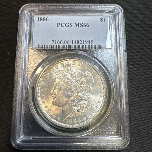 1886 P Morgan Silver Dollar $1 PCGS MS66  Stunning Coin Brilliant Strike Flashy!