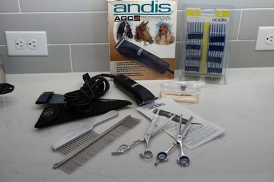 Dog grooming kit - Andis AGC2 Super 2-Speed Pro clipper, curved scissors, more!