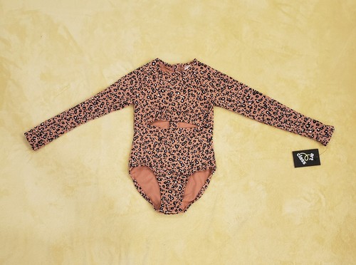 Girl's Leopard Rash Guard Swimsuit Size Small (6/7) NEW