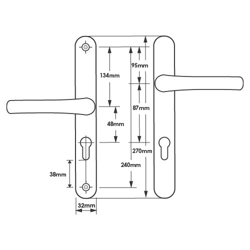 ABT Door Handle 48mm 87mm Offset 240mm Fixing Sprung Aluminium Door Upvc - Picture 10 of 18