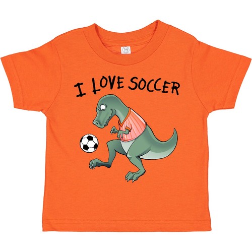 Inktastic I Love Soccer-Dinosaur In Orange Toddler T-Shirt Sports Soccer Dino