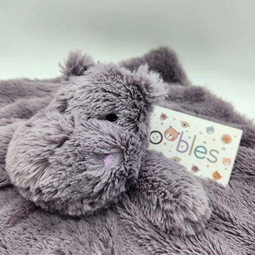 Hippo Security Blanket + Rattle, Nunu, Lovey Baby Shower Gift Purple, oobles L30 - Picture 3 of 5