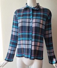 Issey Miyake Pleated Shirt Blouse Overshirt  Size 3 Plaid