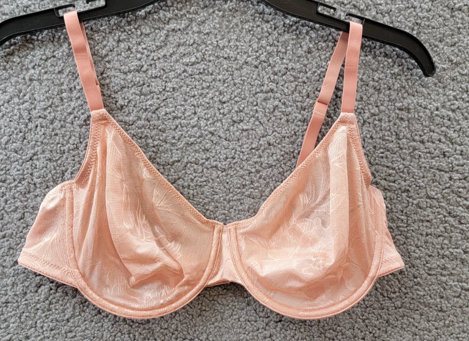 HANRO Tina Floral Underwire Bra Women's 38C Mocha Powder Adjustable Hook & Eye - Image 2 of 4