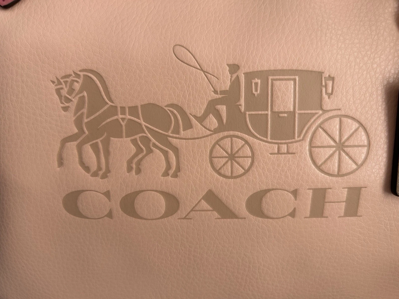 Nuova borsa Coach in pelle 27 rosa pesca blush C5775 carrozza cavalli colorblock