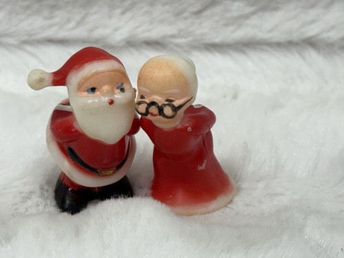 Vintage Miniatur küssender Weihnachtsmann & Frau Claus Figuren Made Hong Kong Weihnachten - Bild 2 von 4
