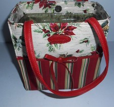 LONGABERGER HOLIDAY POINSETTIA TOTE LUNCH BAG WITH LINER WITH LINER