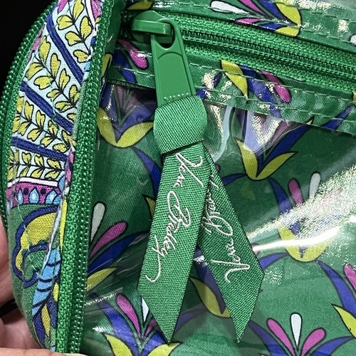Vera Bradley Smaragd Paisley gesteppt Doppelreißverschluss Kosmetik Make-up Beutel Tasche ISTZUSTAND - Bild 11 von 19
