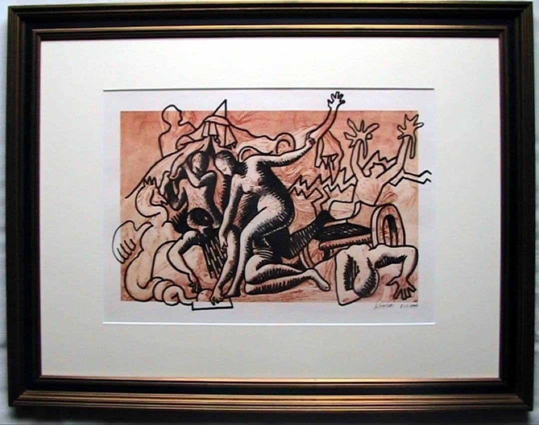 MARK KOSTABI Hand-drawn Marker Drawing Signed Framed 1994 One-of-a
