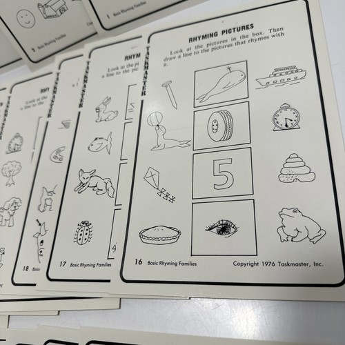 Basic Rhyming Families Wipe Clean Task Cards Grade 1-3 24 Cards Like New - Imagen 9 de 10