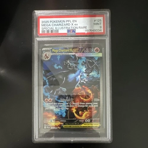 Pokémon Mega Charizard X ex 125/094 Phantasmal Flames Special Illustration PSA 9