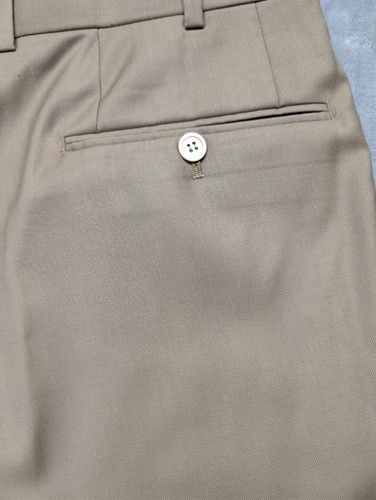 Isaia Napoli hellbraun vorne flach Aquaspider Herren IT 50R US 32x31 reine Wolle Hose - Bild 6 von 14