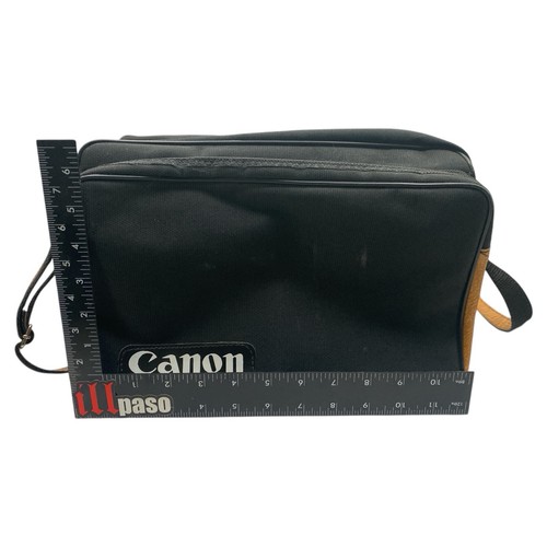 Vintage Canon Black & Tan Camera Bag With Shoulder Strap 12x8x6 - Picture 8 of 8