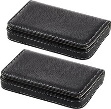 Outus 2 Pieces Business Card Holder, PU Leather Case Black 