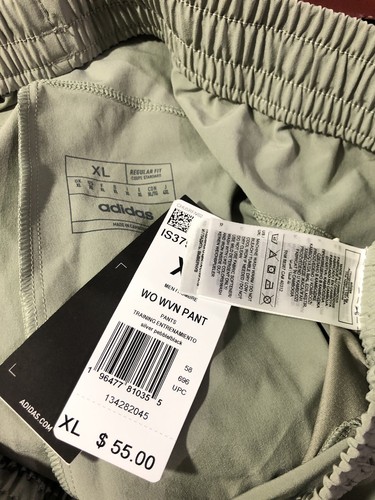 Adidas Mens Workout Woven Training Pants XL Green Beige Tapered Zip Pockets NEW - Picture 6 of 6