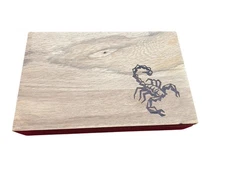 Stinger Dominoes Set Oak Wood Box with Embossed Scorpion Marlboro