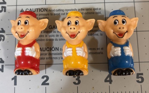 VTG Walt Disney Figurines 3 Little Pigs Train Set Replacement Pencil Toppers Lot - Picture 2 of 7