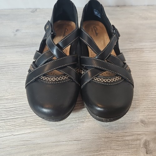 Clarks Women's Collection Roseville Step Mary Jane Flats Shoes Black Size 10 EUC - Picture 2 of 11