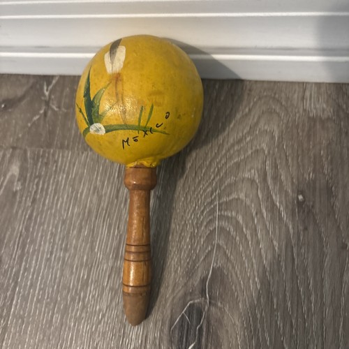 Vintage Authentic Wooden Hand Painted Signed Maracas Mexico 6.5” - Picture 4 of 6